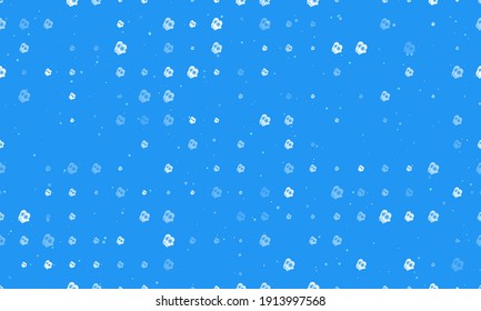 Seamless background pattern of evenly spaced white mittens symbols of different sizes and opacity. Vector illustration on blue background with stars