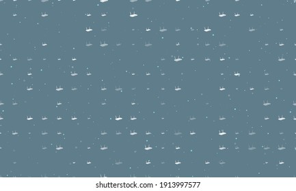 Seamless background pattern of evenly spaced white router symbols of different sizes and opacity. Vector illustration on blue grey background with stars