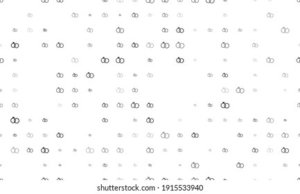 Seamless background pattern of evenly spaced black wedding ring  symbols of different sizes and opacity. Vector illustration on white background