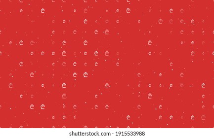 Seamless background pattern of evenly spaced white lary symbols of different sizes and opacity. Vector illustration on red background with stars