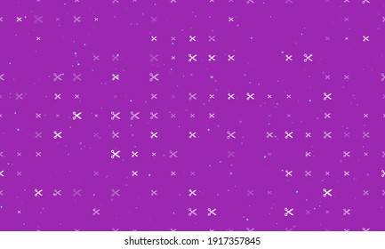 Seamless background pattern of evenly spaced white scissors symbols of different sizes and opacity. Vector illustration on purple background with stars