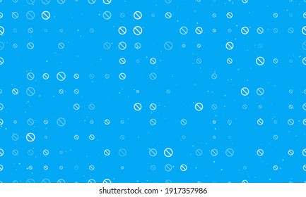 Nahtlose Hintergrundmuster mit gleichmäßig verteilten weißen Stoppsymbolen unterschiedlicher Größe und Deckkraft. Vektorgrafik auf hellblauem Hintergrund mit Sternen