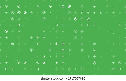 Seamless background pattern of evenly spaced white crosshair symbols of different sizes and opacity. Vector illustration on green background with stars