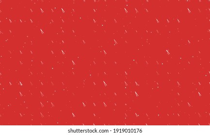 Seamless background pattern of evenly spaced white compass dividers of different sizes and opacity. Vector illustration on red background with stars