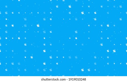 Seamless background pattern of evenly spaced white roasted turkeys of different sizes and opacity. Vector illustration on light blue background with stars
