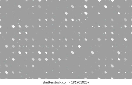 Seamless background pattern of evenly spaced white discount label symbols of different sizes and opacity. Vector illustration on grey background with stars