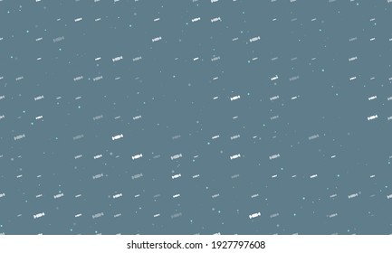 Seamless background pattern of evenly spaced white candy symbols of different sizes and opacity. Vector illustration on blue grey background with stars