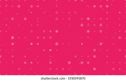 Seamless background pattern of evenly spaced white spider web symbols of different sizes and opacity. Vector illustration on pink background with stars
