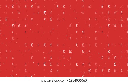 Seamless background pattern of evenly spaced white pound symbols of different sizes and opacity. Vector illustration on red background with stars