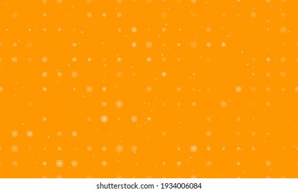 Seamless background pattern of evenly spaced white spider web symbols of different sizes and opacity. Vector illustration on orange background with stars