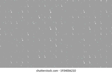 Seamless background pattern of evenly spaced white shovel symbols of different sizes and opacity. Vector illustration on grey background with stars