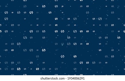 Seamless background pattern of evenly spaced white polymer symbols of different sizes and opacity. Vector illustration on dark blue background with stars