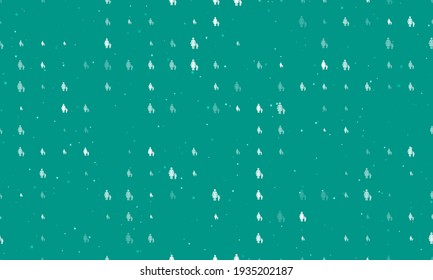 Seamless background pattern of evenly spaced white woman with child symbols of different sizes and opacity. Vector illustration on teal background with stars