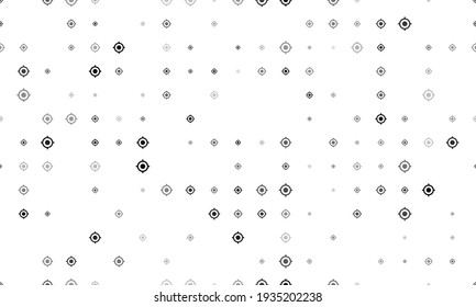 Seamless Background Pattern Of Evenly Spaced Black Crosshair Symbols Of Different Sizes And Opacity. Vector Illustration On White Background