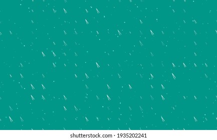 Seamless background pattern of evenly spaced white compass dividers of different sizes and opacity. Vector illustration on teal background with stars