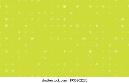 Seamless background pattern of evenly spaced white spider web symbols of different sizes and opacity. Vector illustration on lime background with stars