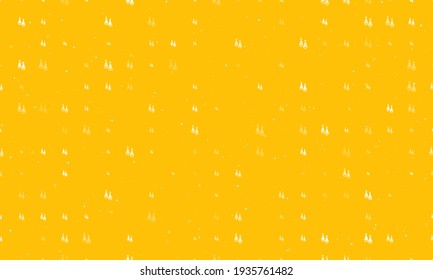 Seamless background pattern of evenly spaced white earrings symbols of different sizes and opacity. Vector illustration on amber background with stars