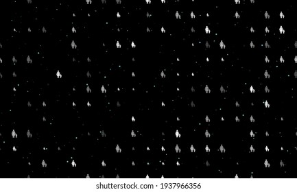 Seamless background pattern of evenly spaced white woman with child symbols of different sizes and opacity. Vector illustration on black background with stars