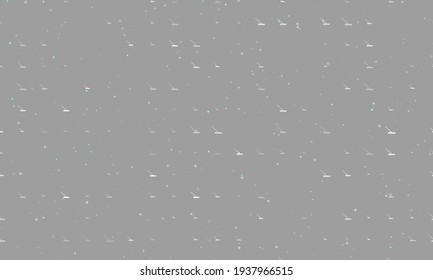 Seamless background pattern of evenly spaced white rake symbols of different sizes and opacity. Vector illustration on grey background with stars