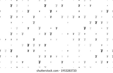 Seamless background pattern of evenly spaced black tugrik symbols of different sizes and opacity. Vector illustration on white background