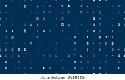 Seamless background pattern of evenly spaced white washer symbols of different sizes and opacity. Vector illustration on dark blue background with stars