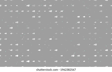 Seamless background pattern of evenly spaced white sports whistle symbols of different sizes and opacity. Vector illustration on grey background with stars