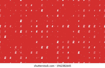 Seamless background pattern of evenly spaced white industrial pollution symbols of different sizes and opacity. Vector illustration on red background with stars