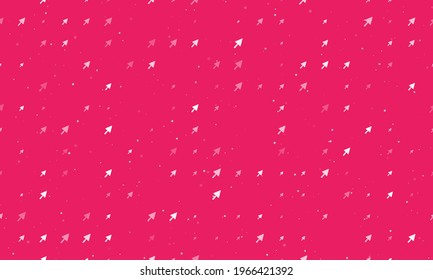 Seamless background pattern of evenly spaced white trowel symbols of different sizes and opacity. Vector illustration on pink background with stars