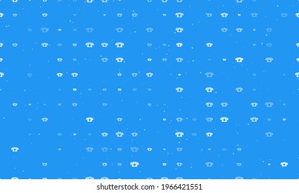 Seamless background pattern of evenly spaced white vintage telephone symbols of different sizes and opacity. Vector illustration on blue background with stars