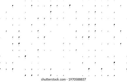 Seamless background pattern of evenly spaced black balloon symbols of different sizes and opacity. Vector illustration on white background