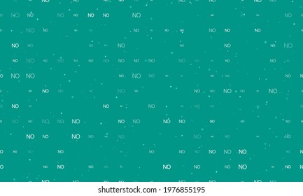 Seamless background pattern of evenly spaced white no symbols of different sizes and opacity. Vector illustration on teal background with stars