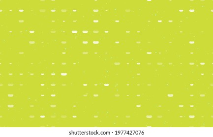 Seamless background pattern of evenly spaced white hotdog symbols of different sizes and opacity. Vector illustration on lime background with stars