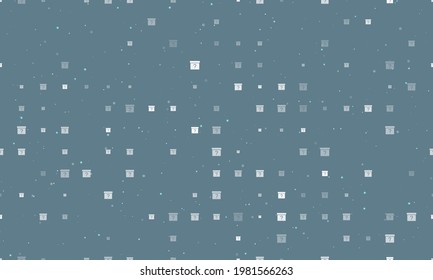 Seamless background pattern of evenly spaced white gift box with a question symbols of different sizes and opacity. Vector illustration on blue grey background with stars
