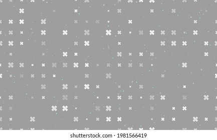 Seamless background pattern of evenly spaced white adhesive plaster symbols of different sizes and opacity. Vector illustration on grey background with stars
