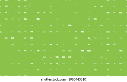 Seamless background pattern of evenly spaced white money bundle symbols of different sizes and opacity. Vector illustration on light green background with stars