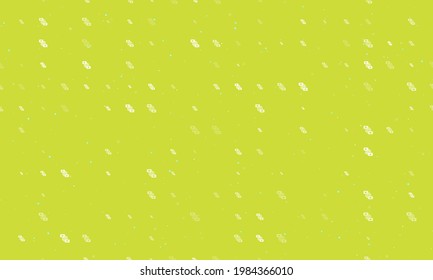 Seamless background pattern of evenly spaced white videoconference symbols of different sizes and opacity. Vector illustration on lime background with stars