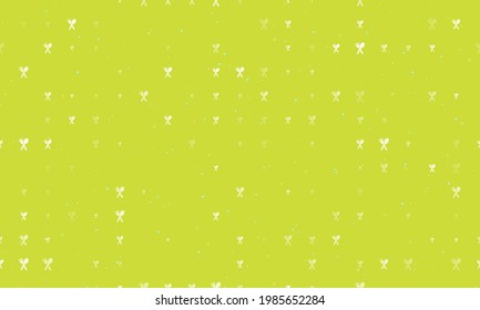 Seamless background pattern of evenly spaced white dinner time symbols of different sizes and opacity. Vector illustration on lime background with stars