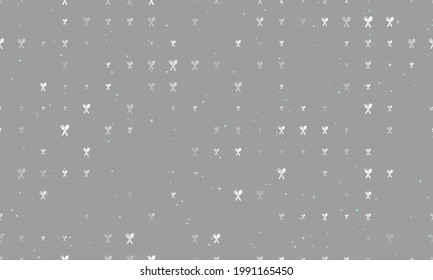 Seamless background pattern of evenly spaced white dinner time symbols of different sizes and opacity. Vector illustration on grey background with stars