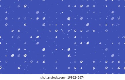 Seamless background pattern of evenly spaced white real estate location symbols of different sizes and opacity. Vector illustration on indigo background with stars