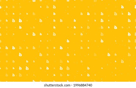 Seamless background pattern of evenly spaced white bag of money symbols of different sizes and opacity. Vector illustration on amber background with stars