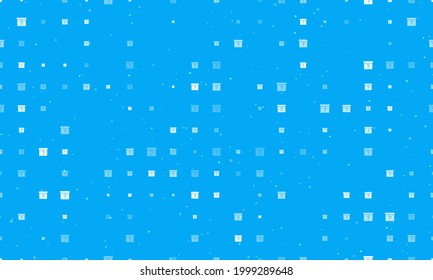 Seamless background pattern of evenly spaced white gift box with a question symbols of different sizes and opacity. Vector illustration on light blue background with stars
