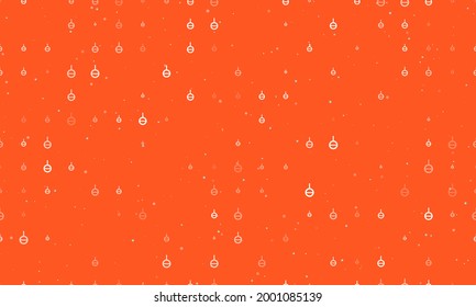 Patrón de fondo sin brillo de símbolos de género blanco uniformemente espaciados de diferentes tamaños y opacidad. Ilustración vectorial sobre fondo naranja profundo con estrellas
