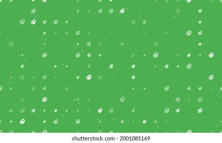 Seamless background pattern of evenly spaced white real estate location symbols of different sizes and opacity. Vector illustration on green background with stars