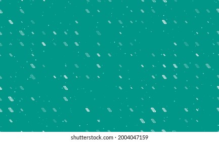 Seamless background pattern of evenly spaced white videoconference symbols of different sizes and opacity. Vector illustration on teal background with stars