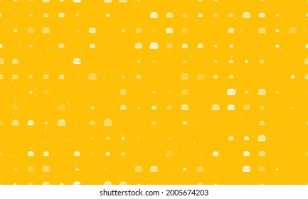 Seamless background pattern of evenly spaced white hamburger symbols of different sizes and opacity. Vector illustration on amber background with stars