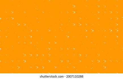 Seamless background pattern of evenly spaced white beach symbols of different sizes and opacity. Vector illustration on orange background with stars