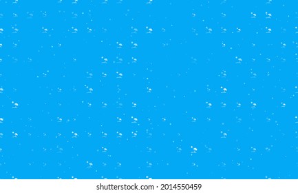 Seamless background pattern of evenly spaced white beach symbols of different sizes and opacity. Vector illustration on light blue background with stars