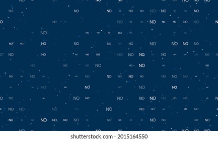 Seamless background pattern of evenly spaced white no symbols of different sizes and opacity. Vector illustration on dark blue background with stars