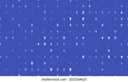 Seamless background pattern of evenly spaced white ice cream balls symbols of different sizes and opacity. Vector illustration on indigo background with stars