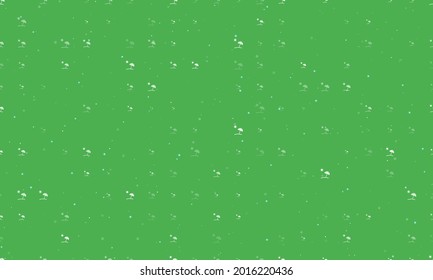 Seamless background pattern of evenly spaced white beach symbols of different sizes and opacity. Vector illustration on green background with stars